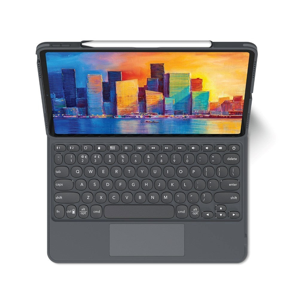 iPad Pro 12.9" (2022 / 2021 / 2020 / 2018) Zagg Pro Keys Trackpad Keyboard (Nordisk Tangentbord med Skal) - Charcoal