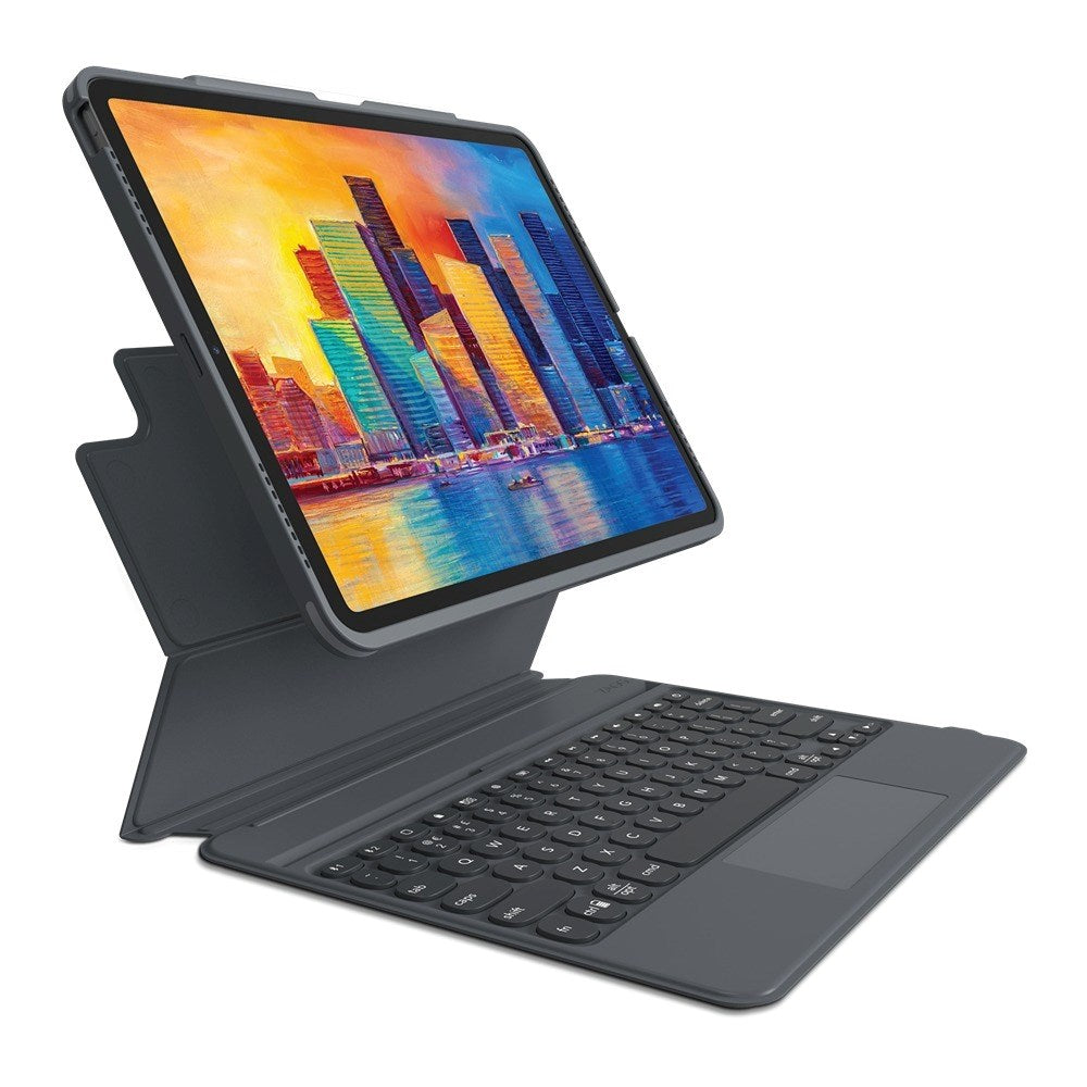 iPad Pro 12.9" (2022 / 2021 / 2020 / 2018) Zagg Pro Keys Trackpad Keyboard (Nordisk Tangentbord med Skal) - Charcoal