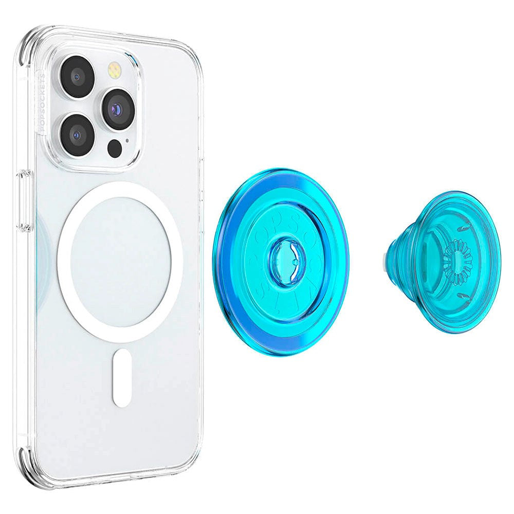 POPSOCKETS PopGrip Electric Blue Translucent MagSafe - Stativ och Grepp