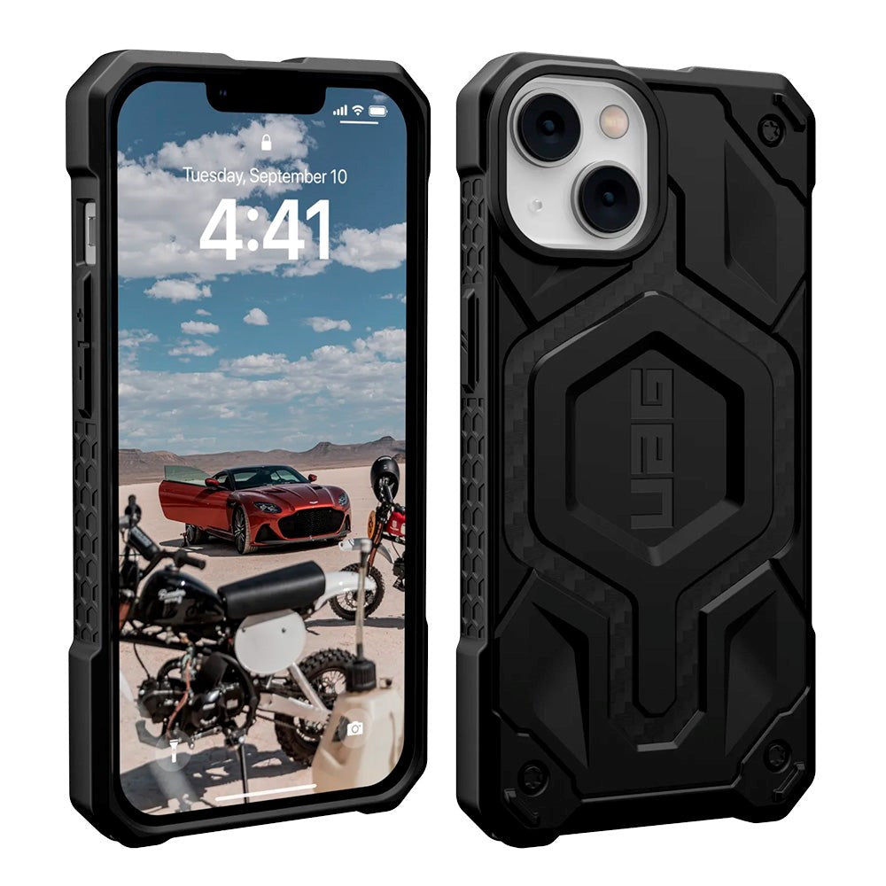 iPhone 14 / 13 UAG MONARCH Pro Series Skal - Carbon Fiber - MagSafe kompatibel - Svart