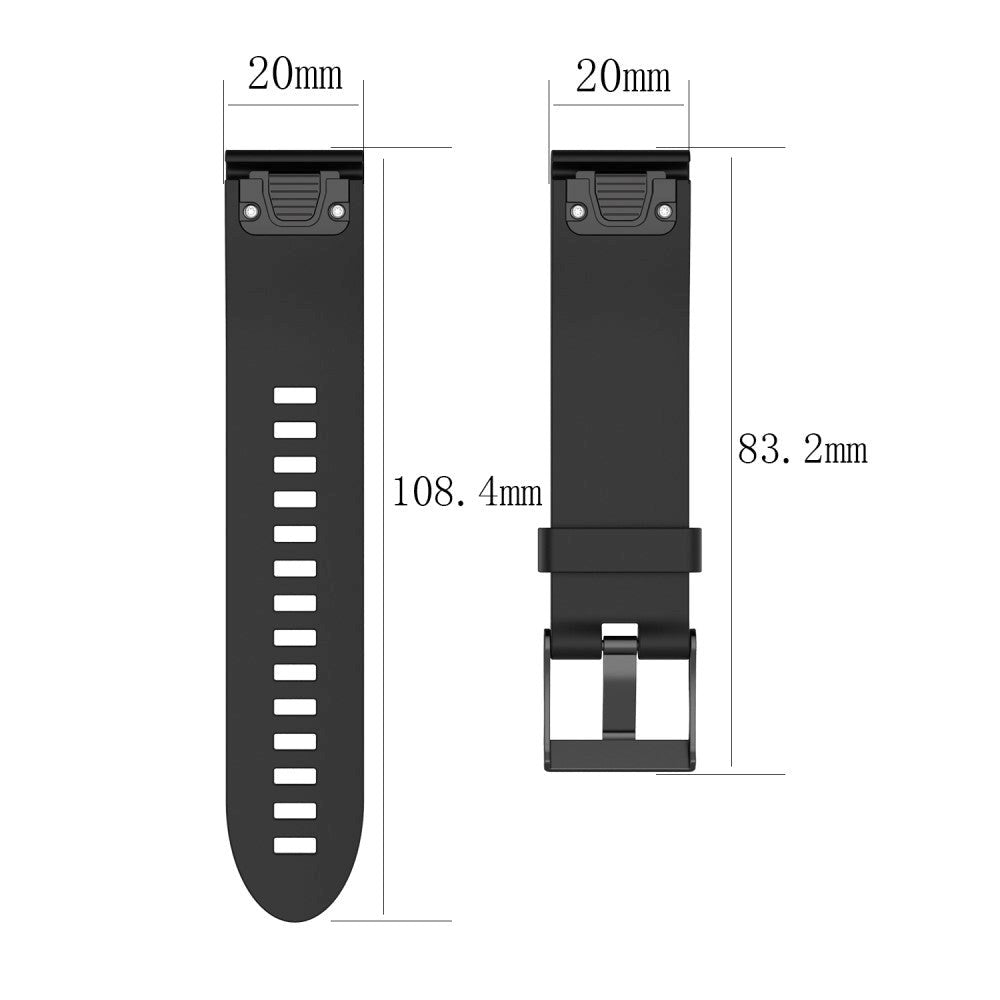 Universal Garmin 20mm QuickFit Neutral Rem Silikon inklusive Skruvmejslar - Svart