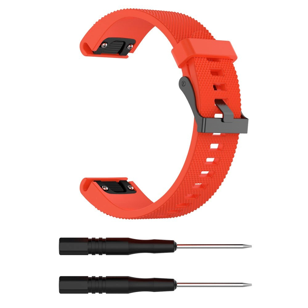 Garmin Fenix 5s & 5s Plus / 6S & 6S Pro Grooved Silicone 20mm QuickFit Strap Inkl. Skruvmejsel - orange