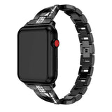Apple Watch (38/40/SE/41/42mm) Stål Rem m. Strass - Svart