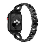 Apple Watch (38/40/SE/41/42mm) Stål Rem m. Strass - Svart