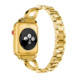 Apple Watch (38/40/SE/41/42mm) Stål Rem m. Strass - Guld