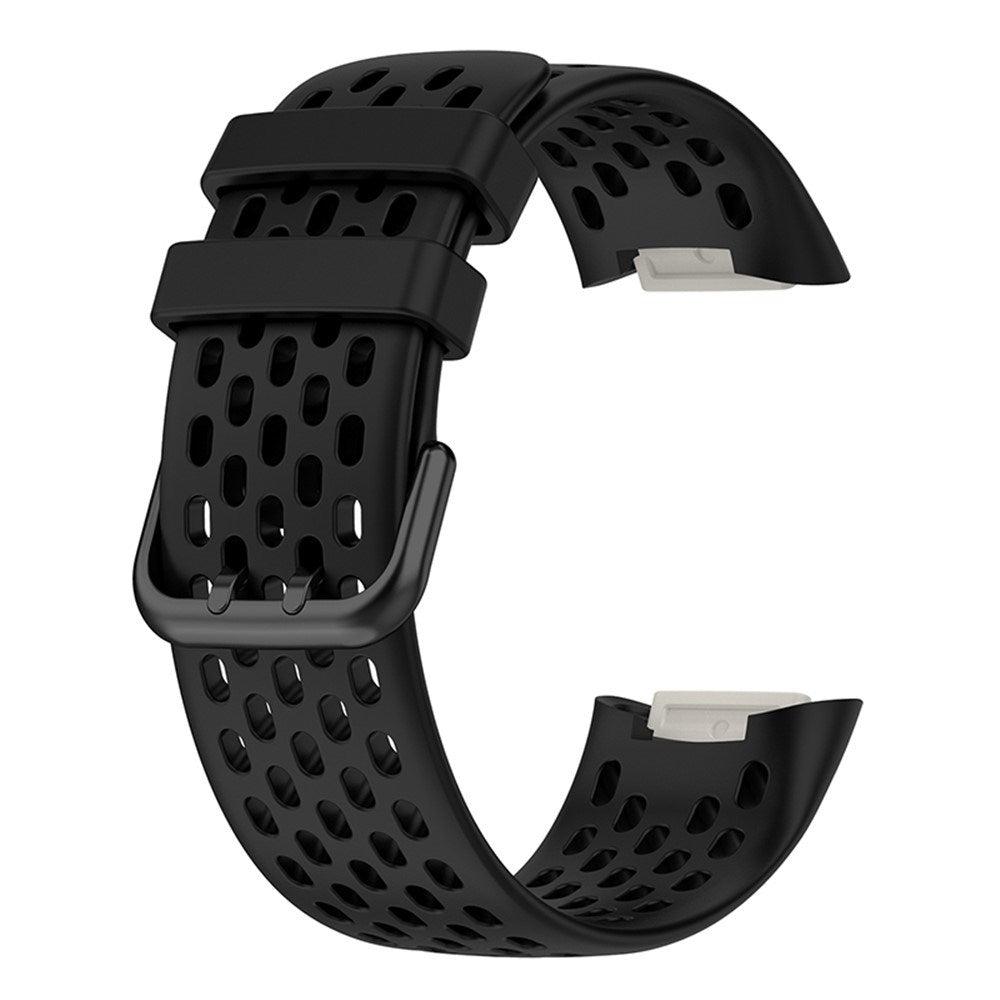 Fitbit Charge 6 / 5 Silikonarmband med Hål - Svart