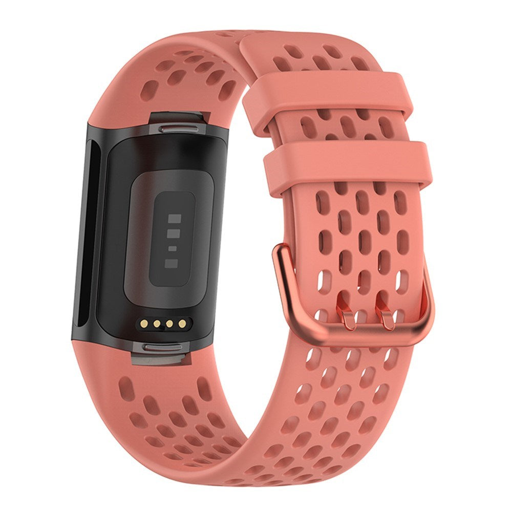 Fitbit Charge 6 / 5 Silikonarmband med Hål - Rosa