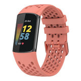 Fitbit Charge 6 / 5 Silikonarmband med Hål - Rosa