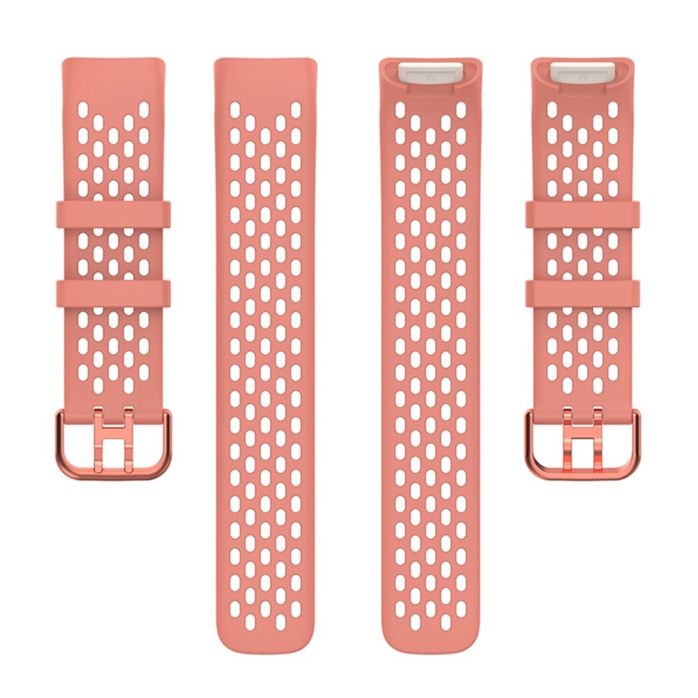 Fitbit Charge 6 / 5 Silikonarmband med Hål - Rosa