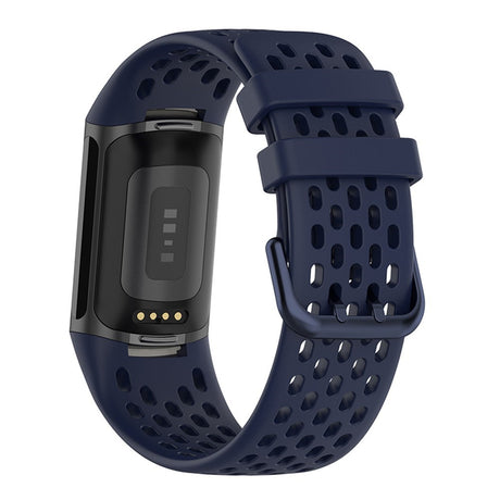 Fitbit Charge 6 / 5 Silikonarmband med Hål - Blå
