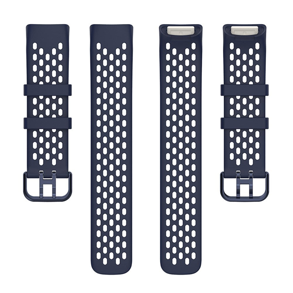 Fitbit Charge 6 / 5 Silikonarmband med Hål - Blå