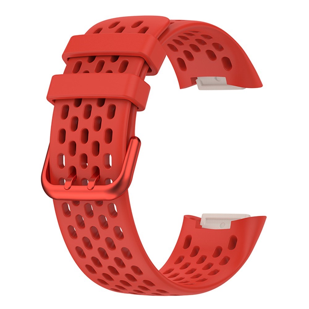 Fitbit Charge 6 / 5 Silikonarmband med Hål - Röd