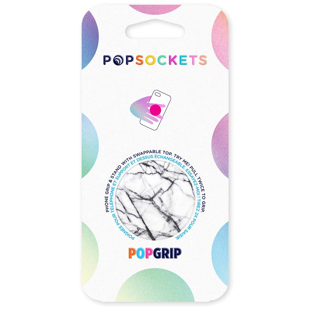 PopSockets PopGrip Avtagbart Grepp med Stativfunktion - Dove White Marble