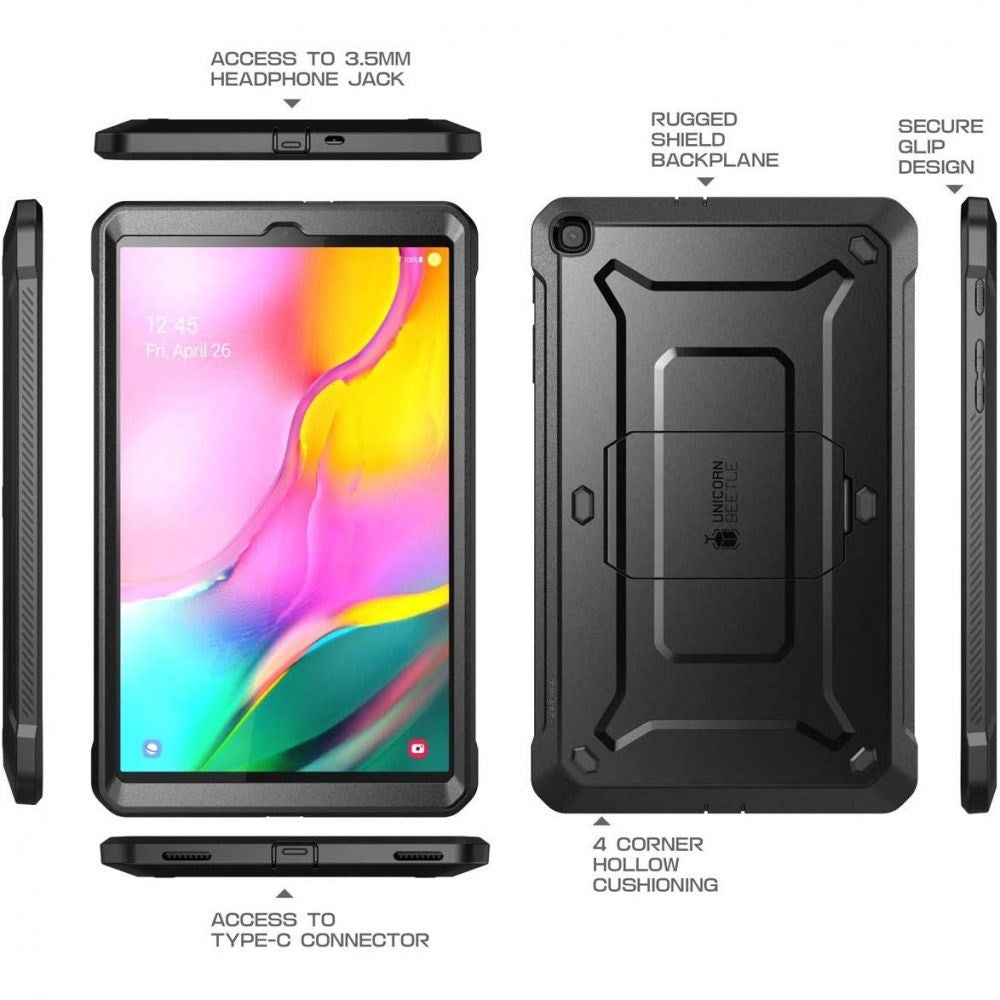 Samsung Galaxy Tab A 10.1 (2019) Tough Case - SUPCASE Unicorn Beetle Pro Case m. Skyddsfilm - Svart