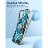 iPhone 13 i-Blason Cosmo Marble Snap Skal med Ringhållare - Ocean Blue