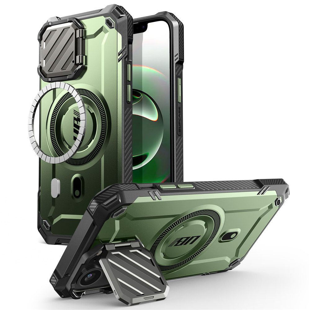 iPhone 17e / 16e / 15 / 14 / 13 Supcase UB XT Skal med Stativfunktion - MagSafe Kompatibel - Grön