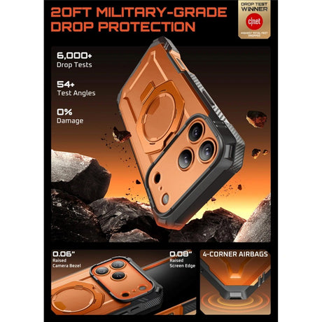 iPhone 17 Pro SUPCASE UB GRIB PRO MAG Skal m. Skärmskydd - MagSafe Kompatibel - Genomskinlig / Orange