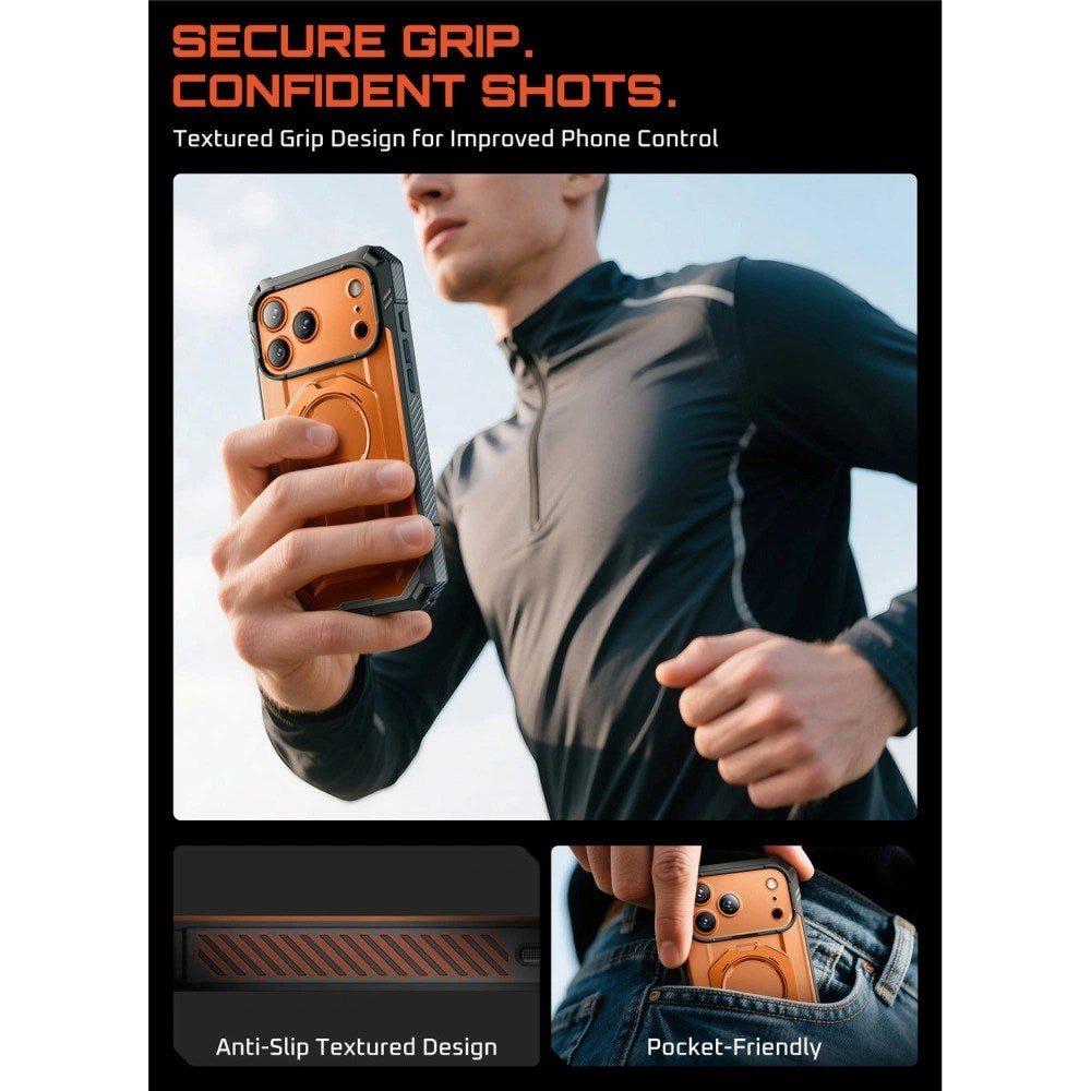 iPhone 17 Pro SUPCASE UB GRIB PRO MAG Skal m. Skärmskydd - MagSafe Kompatibel - Genomskinlig / Orange