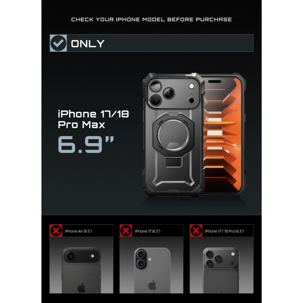 iPhone 18 Pro Max / 17 Pro Max Supcase UB Grip Mag Skal - MagSafe Kompatibel - Svart