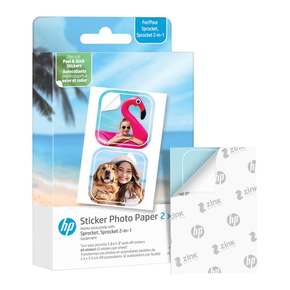 HP Sprocket / Spocket 2-in-1 Klistermärke Fotopapper 5 x 7,6 cm - 30 Pack.