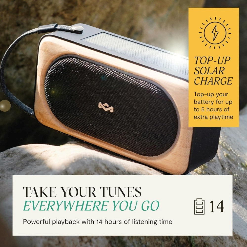 House of Marley Roots Solar Bluetooth Högtalare - Svart / Ljus Bambu
