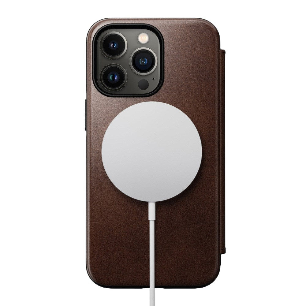 iPhone 13 Pro Nomad Modern Horween Leather Folio Fodral - MagSafe Kompatibel - Brun