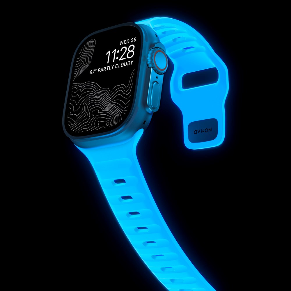 Nomad Apple Watch (42/44/SE/45/46/49mm) Sport Band Rem - Icy Blue Glow