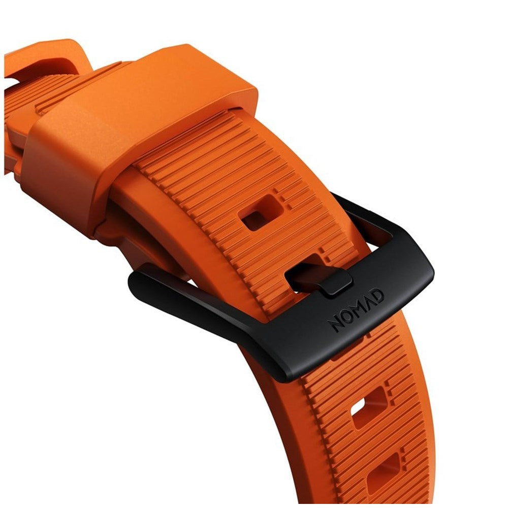 Nomad Apple Watch (42/44/SE/45/46/49mm) Rugged Band Rem - Ultra Orange / Black Hardware