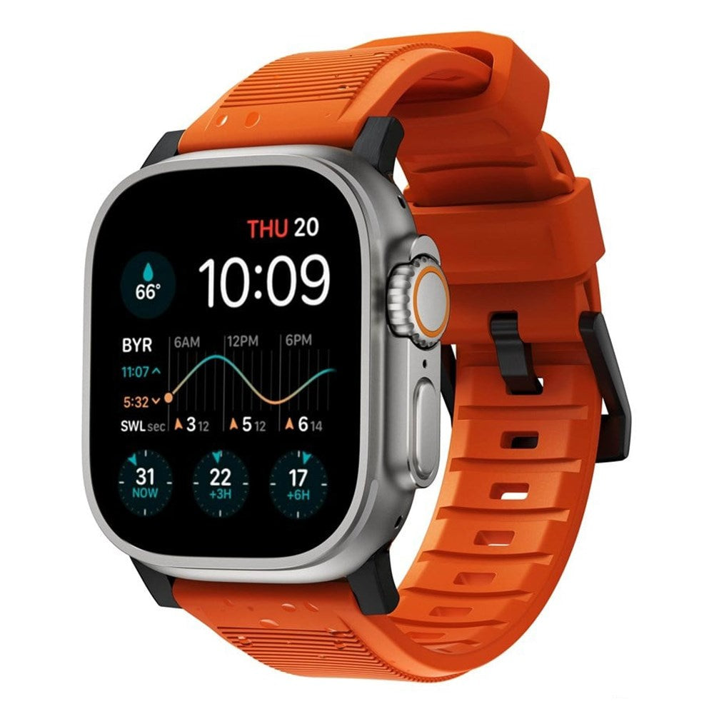 Nomad Apple Watch (42/44/SE/45/46/49mm) Rugged Band Rem - Ultra Orange / Black Hardware