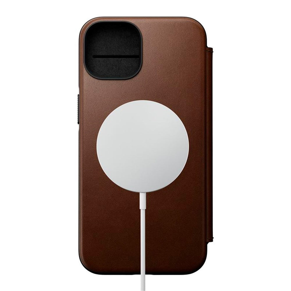 iPhone 14 Nomad Modern Leather Folio Fodral - MagSafe Kompatibel - Brun