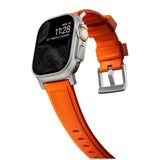 Nomad Apple Watch (42/44/SE/45/46/49mm) Rugged Band Rem - Ultra Orange / Silver Hardware