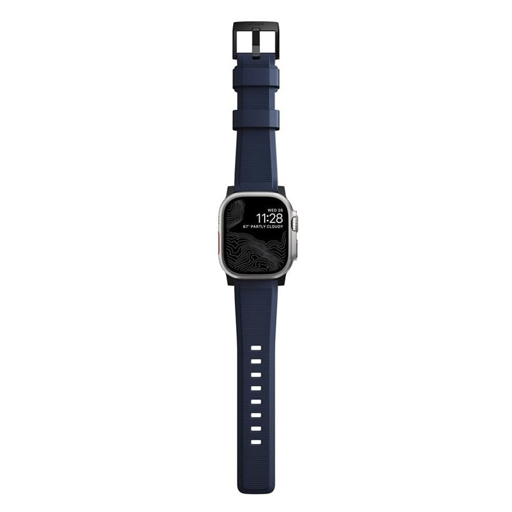 Nomad Apple Watch (42/44/SE/45/46/49mm) Rugged Band Rem - Atlantic Blue / Black Hardware