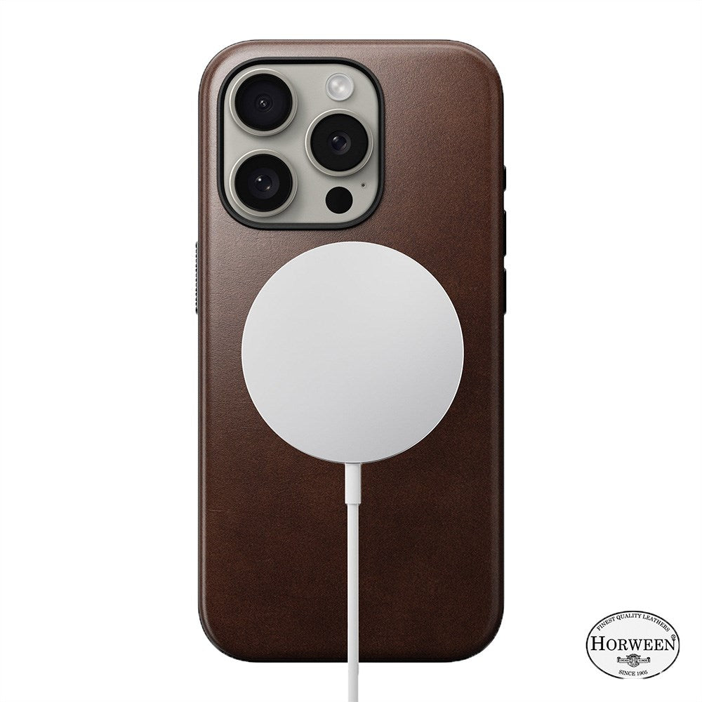 iPhone 15 Pro Modern Nomad Horween Leather Skal - MagSafe Kompatibel - Brun