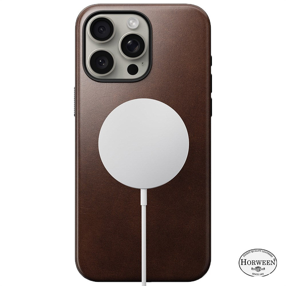 iPhone 15 Pro Max Modern Nomad Horween Leather Skal - MagSafe Kompatibel - Brun