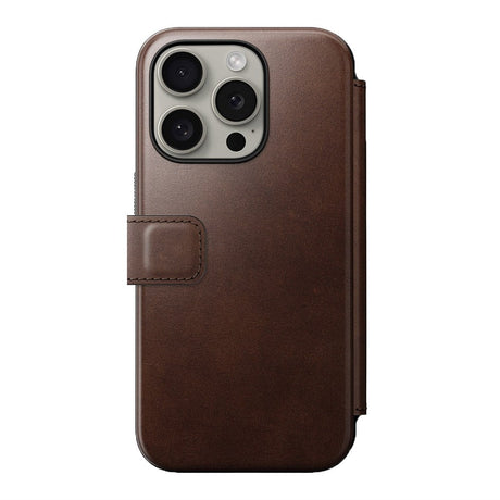 iPhone 15 Pro Nomad Modern Horween Leather Folio Fodral - MagSafe Kompatibel - Brun