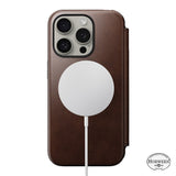 iPhone 15 Pro Nomad Modern Horween Leather Folio Fodral - MagSafe Kompatibel - Brun