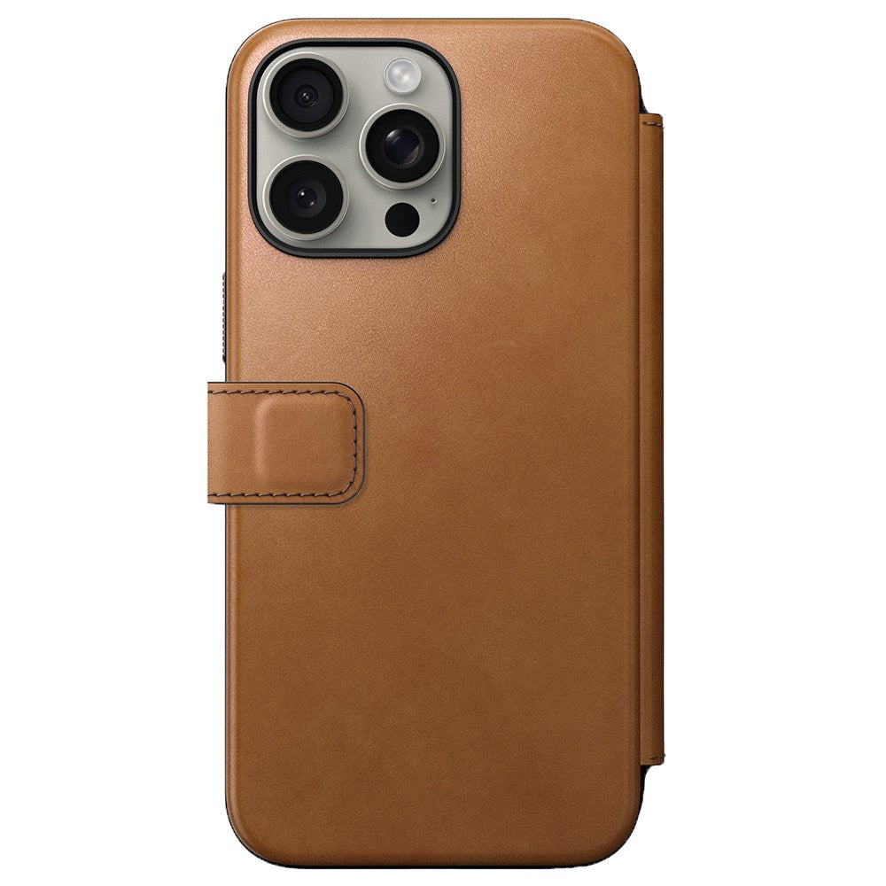 iPhone 15 Pro Max Nomad Modern Leather Folio Fodral - MagSafe Kompatibel - Tan