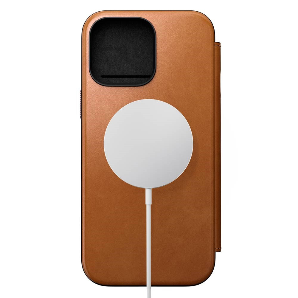 iPhone 16 Pro Max Nomad Modern Leather Folio Fodral - MagSafe Kompatibel - Tan