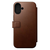 iPhone 16 Plus Nomad Modern Leather Folio Fodral - MagSafe Kompatibel - Brun