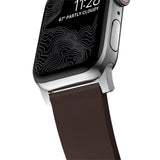 Nomad Apple Watch (42/44/SE/45/46/49mm) Active Band Pro Rem - Classic Brown / Silver Hardware