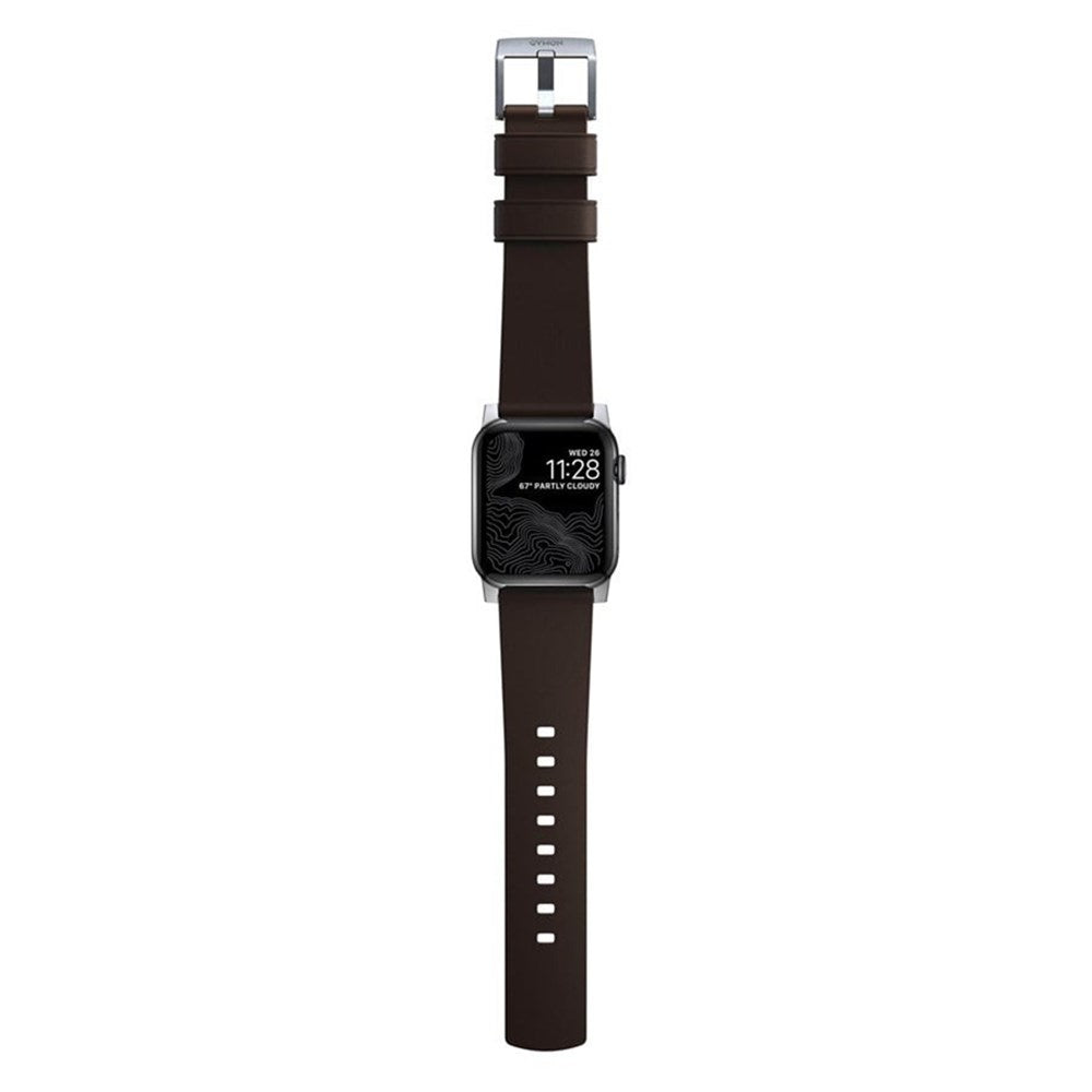 Nomad Apple Watch (42/44/SE/45/46/49mm) Active Band Pro Rem - Classic Brown / Silver Hardware