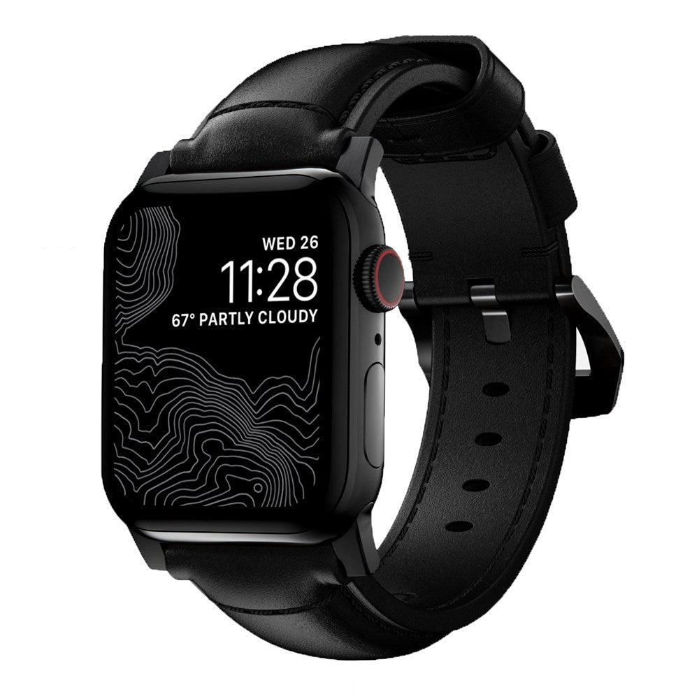 Nomad Apple Watch (38/40/SE/41/42mm) Traditional Horween Band Rem - Black  / Black Hardware