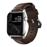 Nomad Apple Watch (42/44/SE/45/46/49mm) Traditional Horween Band Rem - Rustic Brown / Silver Hardware