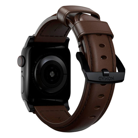 Nomad Apple Watch (42/44/SE/45/46/49mm) Traditional Horween Band Rem - Rustic Brown / Black Hardware