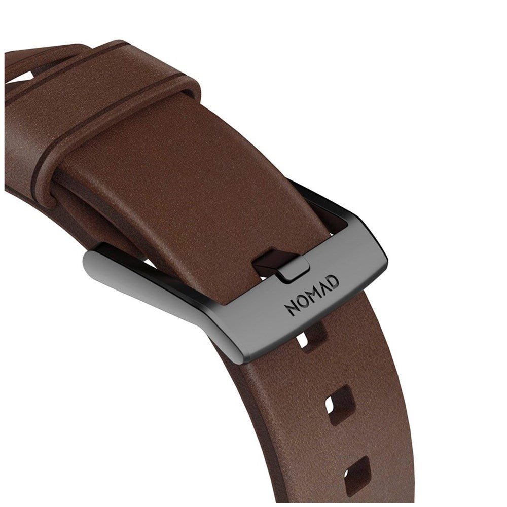 Nomad Apple Watch (42/44/SE/45/46/49mm) Modern Horween Band Rem - Rustic Brown / Black Hardware