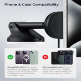 iOttie Velox Qi2 Mobilhållare m. Trådlös Laddare - Instrumentbräda / Vindruta - MagSafe Kompatibel - Svart