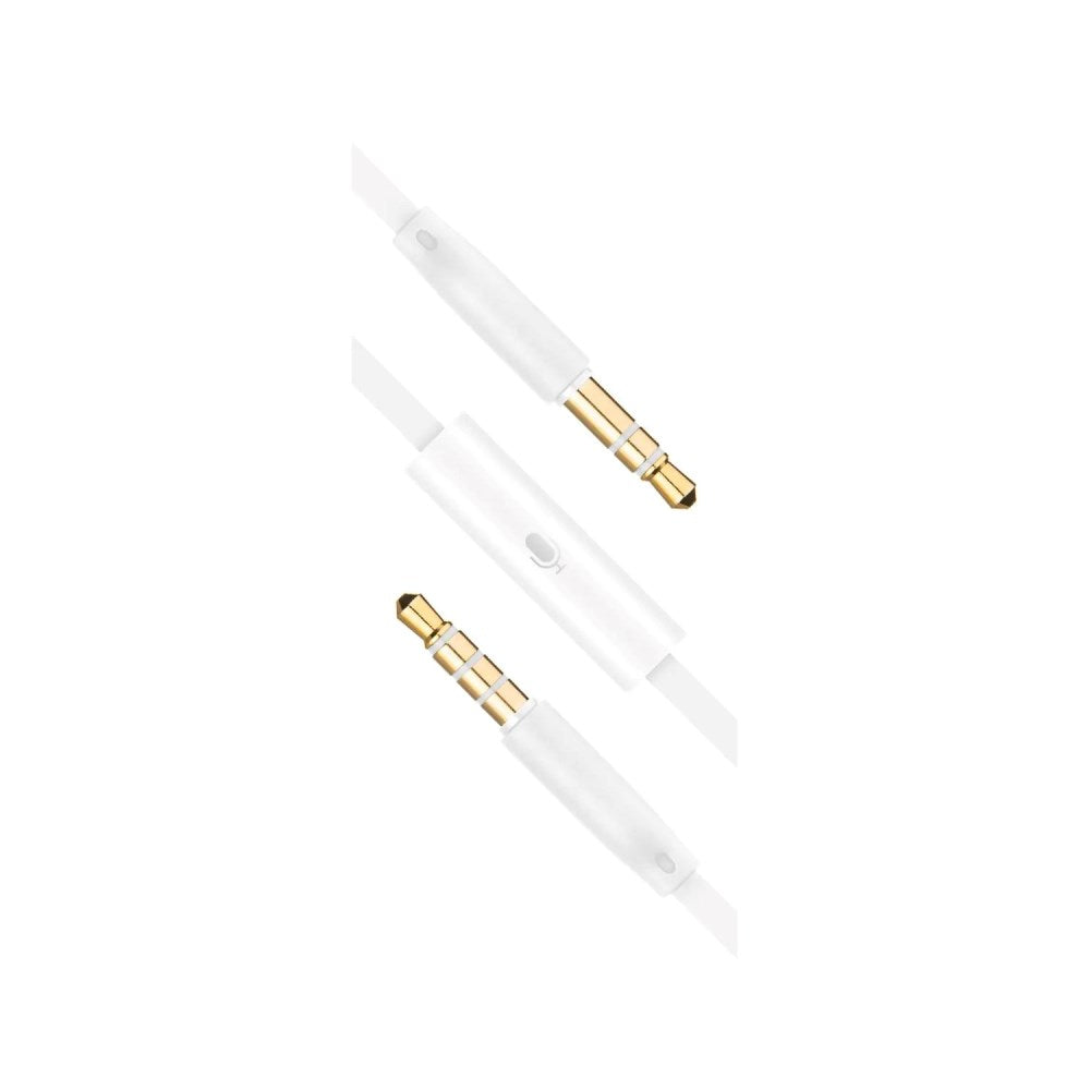 Fast AUX-Ljudkabel med Mikrofon - 2 x 3,5 mm Minijack - 1 m - Vit