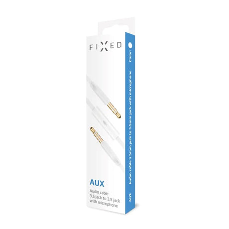 Fast AUX-Ljudkabel med Mikrofon - 2 x 3,5 mm Minijack - 1 m - Vit