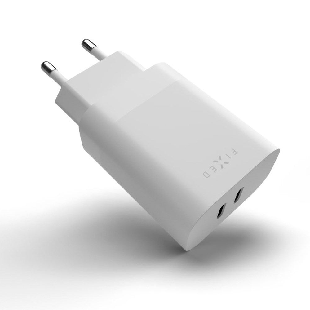 Fixed 35W PD 2x USB-C Snabbladdare för Vägg - Vit