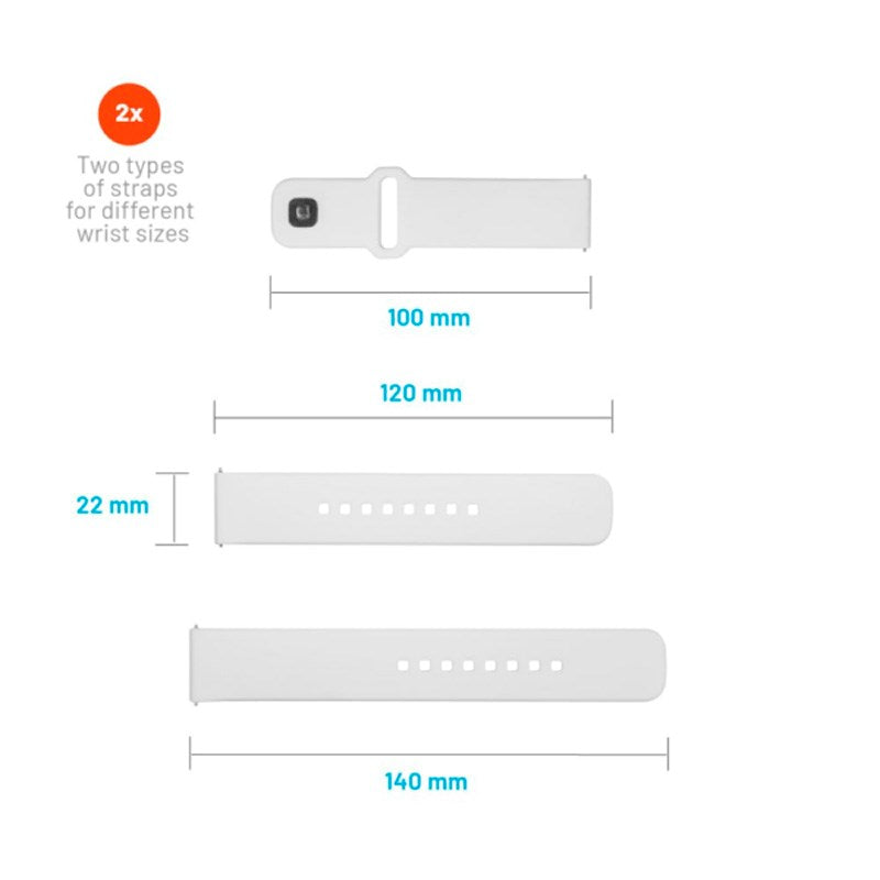 Fixed Universal Smartwatch Sporty Silikon Rem (22mm) - Vit